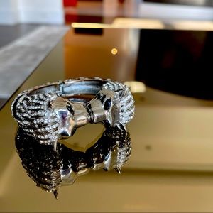 Bracelet. Panther silver, black, chrome and crystals. One size